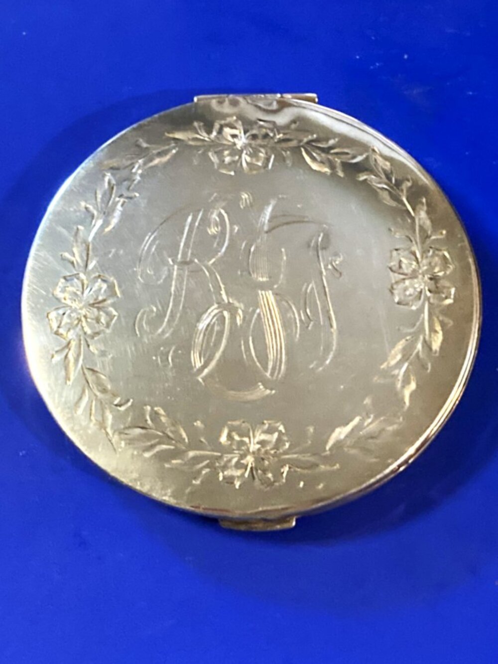 Vintage monogrammed sterling silver compact